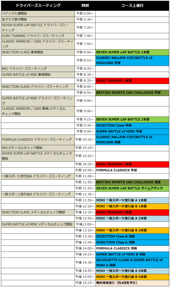 タイムスケジュール