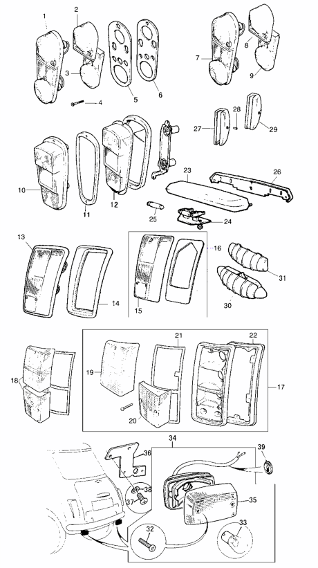 インテリア　ランプ　（ホワイト角型プラスチックレンズ付）