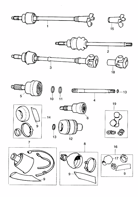 Mini spares　ドライブシャフト 左　ポットジョイント用　(アウタージョイント別売り GCV1013)